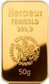Gold: 50 gramm (50g) Goldbarren Heraeus